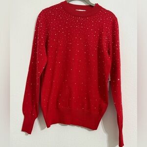 Nanette Lepore Red Crew Neck Sweater **small spot in neck shown in pics!!**